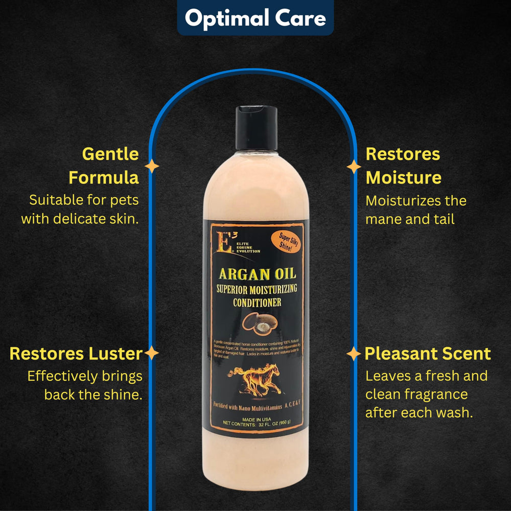 E3 Conditionneur à l'huile d'argan - application mains pour cheveux plus souples.