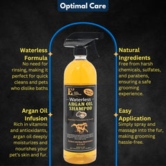 E3 shampoing argan, application facile sur le cheval.