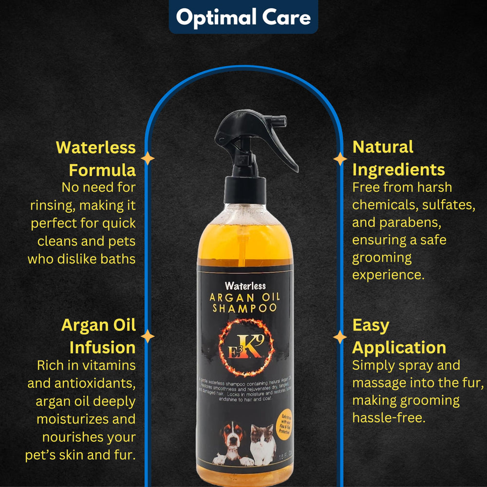 Application sur le poil avec le shampoing sans eau E3, pratique.