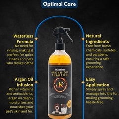 Application sur le poil avec le shampoing sans eau E3, pratique.