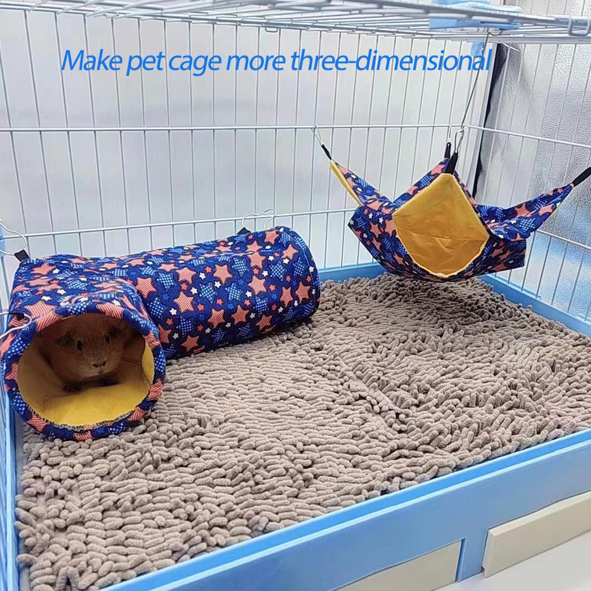 EAEDMY ensemble-tunnel-hamac-petits-animaux illustre une solution polyvalente pour repos et jeu