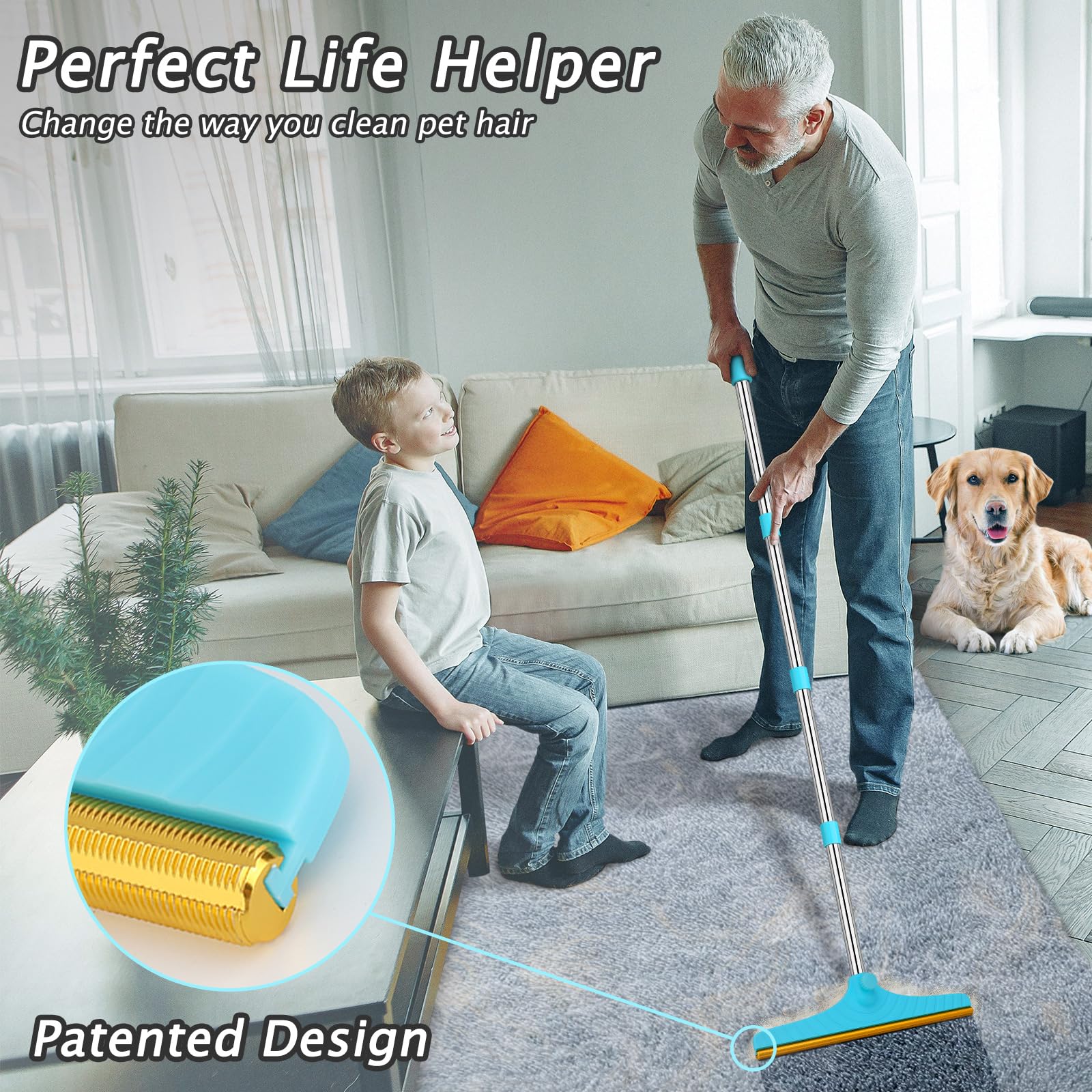 Eaersan ensemble-poils-animaux durables, permet 2 outils pour plus d'efficacité sur moquettes.