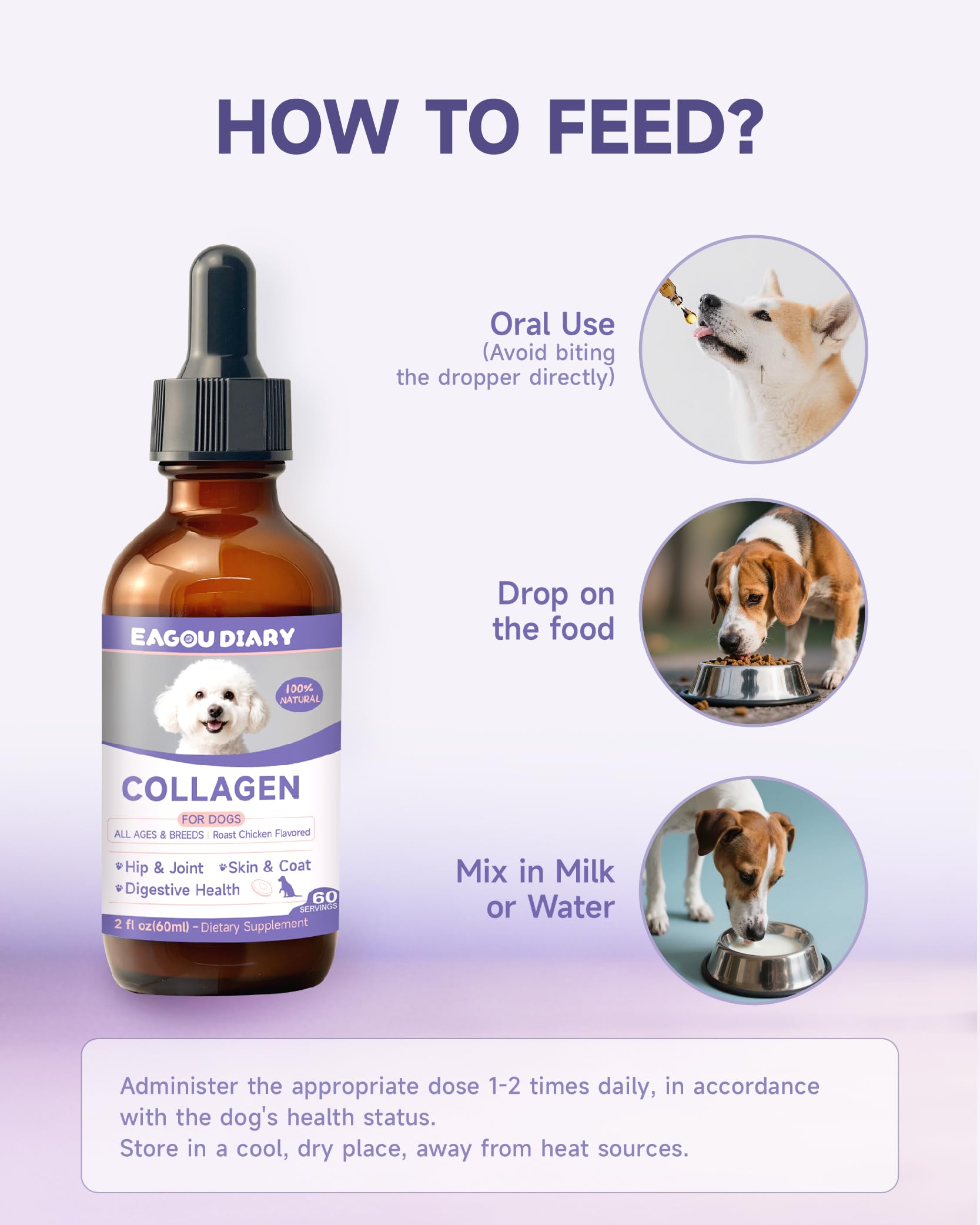 Application facile au goût poulet : Eagou Diary pour chien.