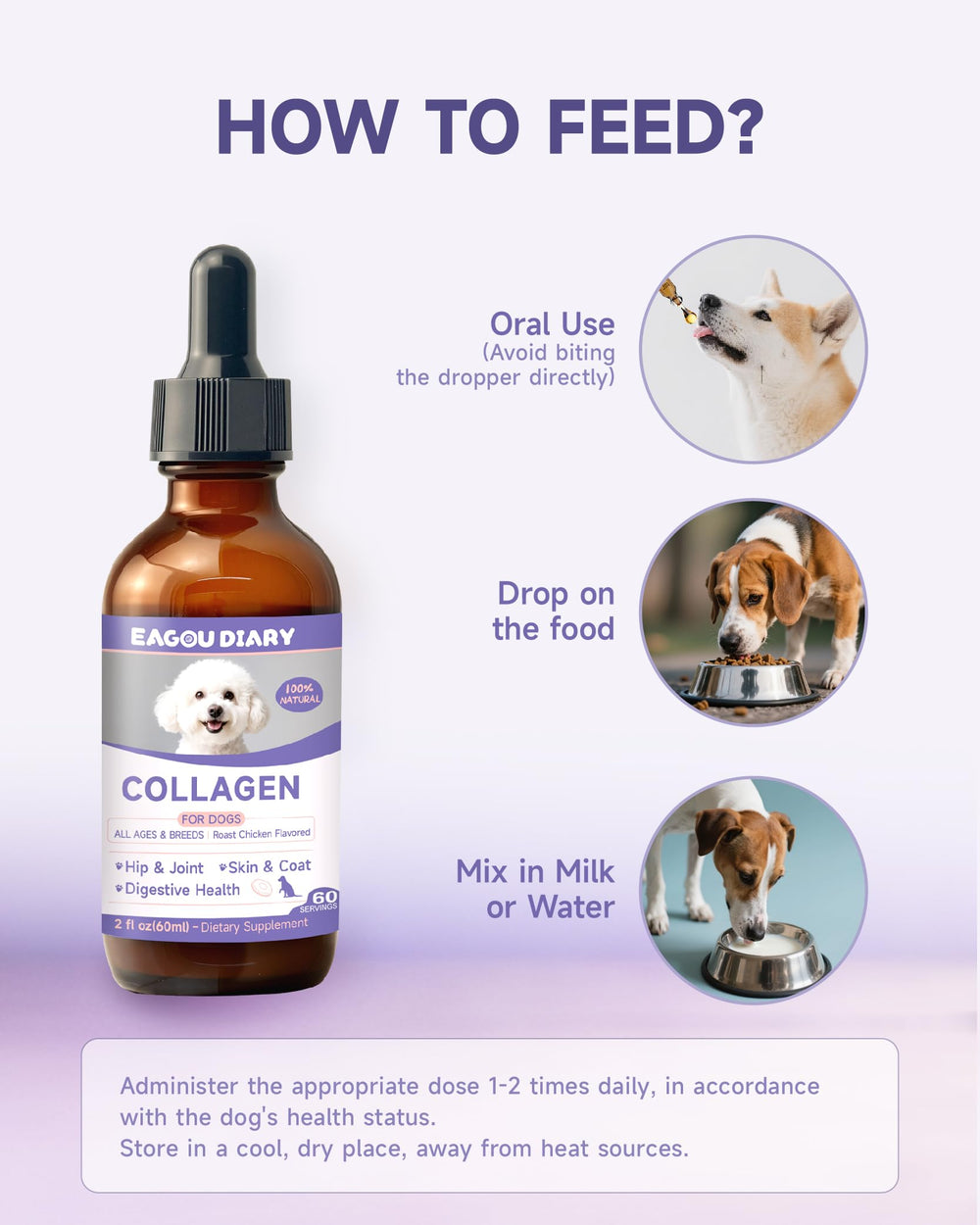 Application facile au goût poulet : Eagou Diary pour chien.