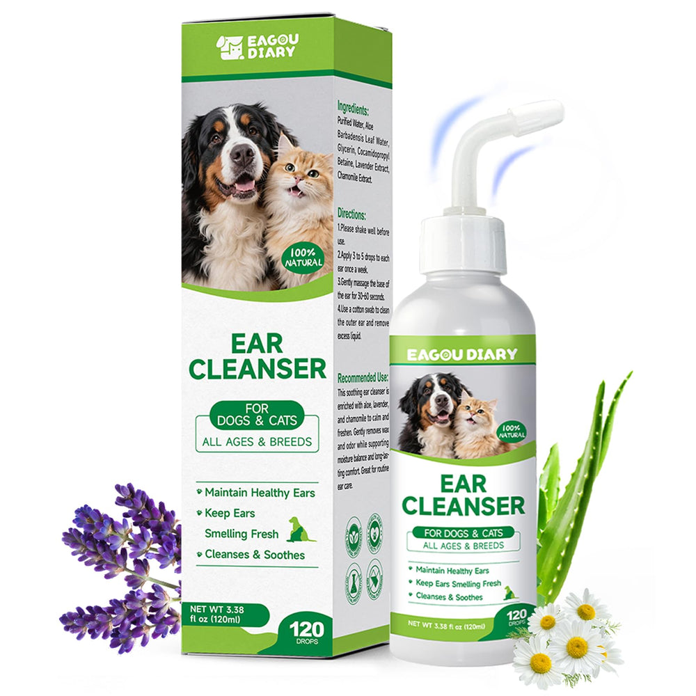 Eagou Diary – bouteille nettoyant les oreilles des chiens et chats, douceur.