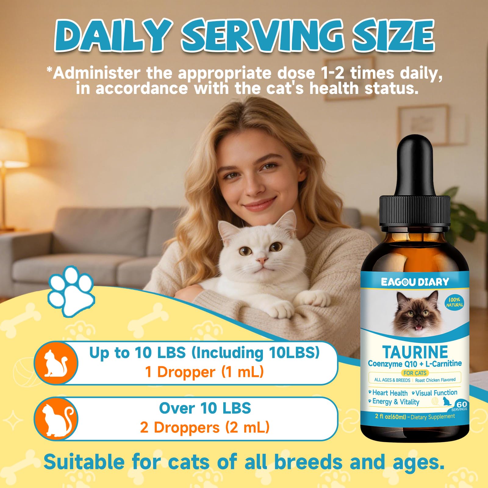 L-Carnitine et Coenzyme Q10 dans Taurine Eagou Diary pour chats