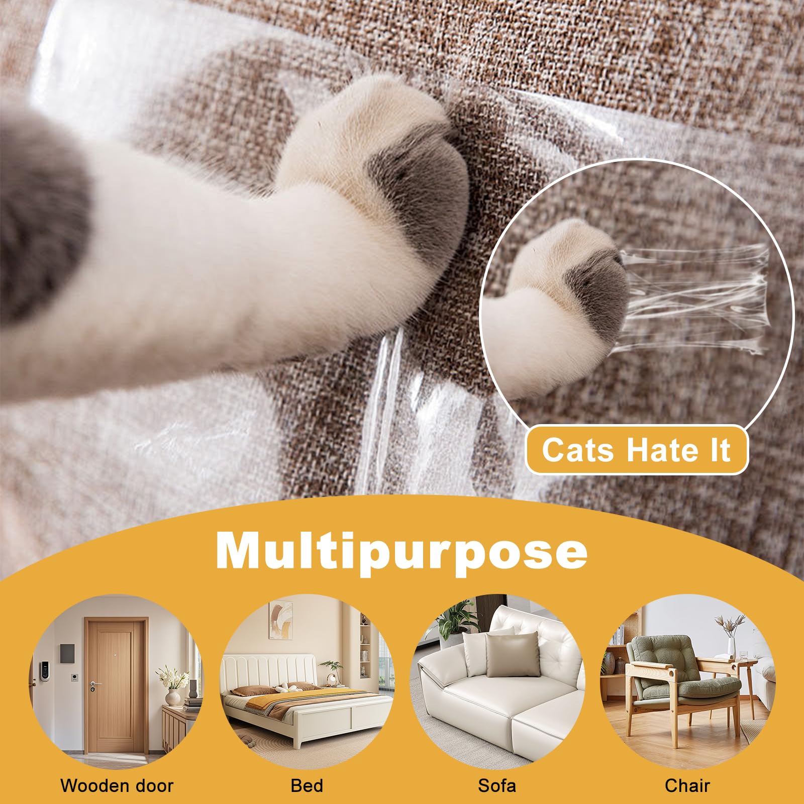 Ealyder Tape protection-portes-canapés-murs, protection discrète et efficace.