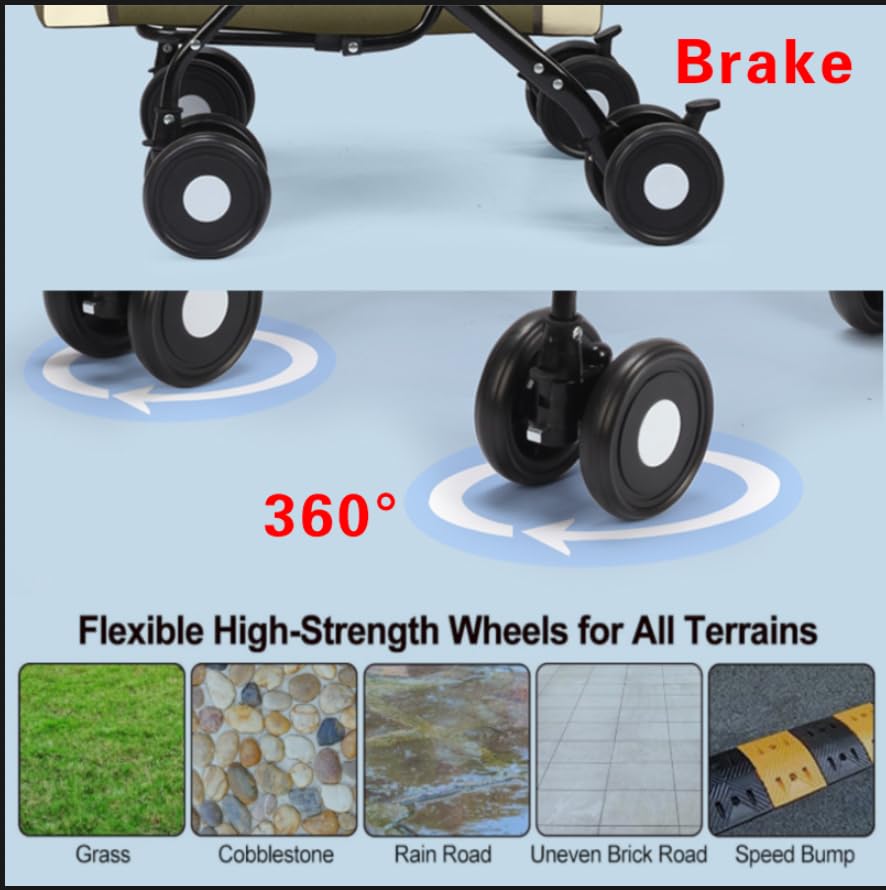 Roues à 360° et freins Eanpet pour déplacements sur divers terrains.