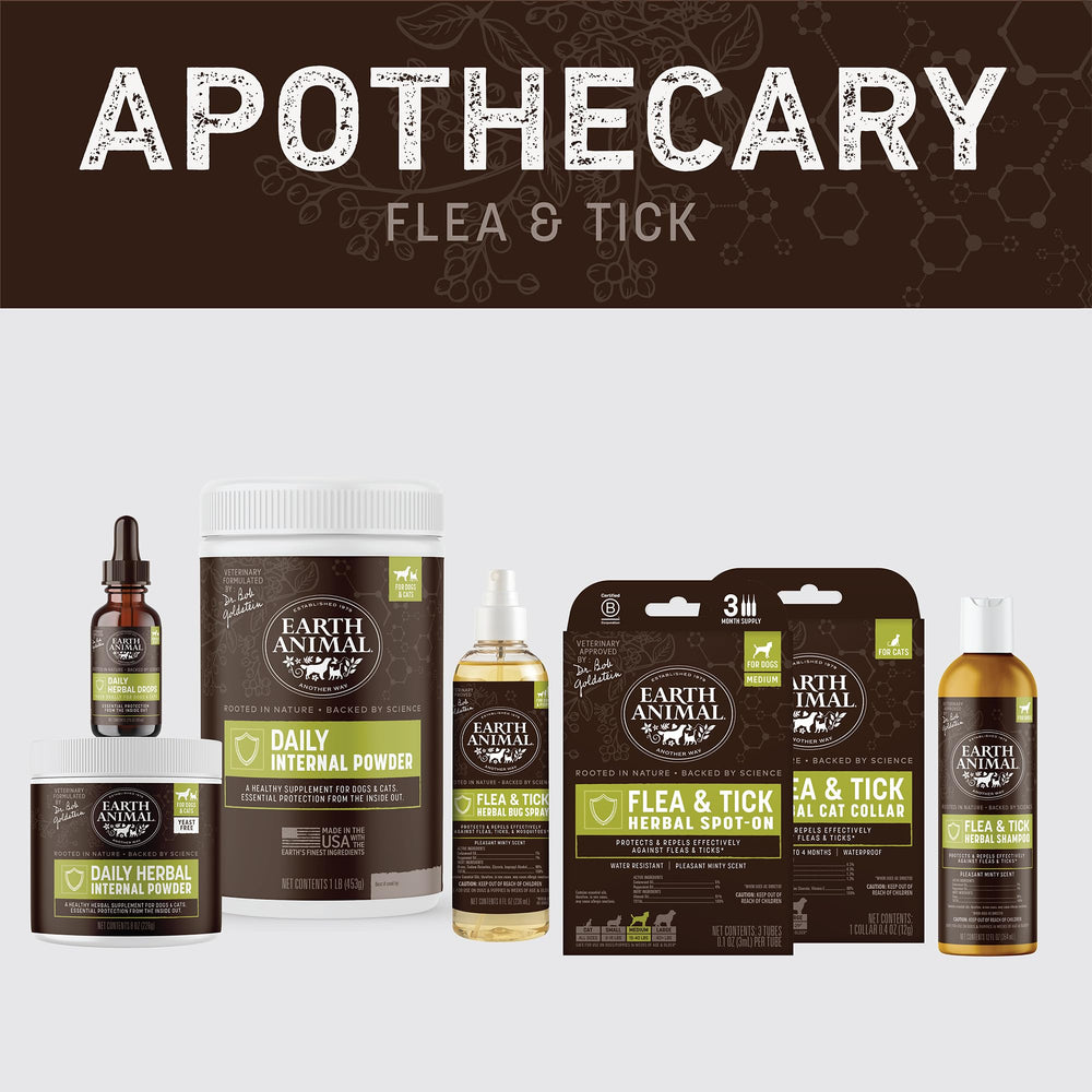 Earth Animal Apothecary emballage fabriqué aux USA avec soin et integrite
