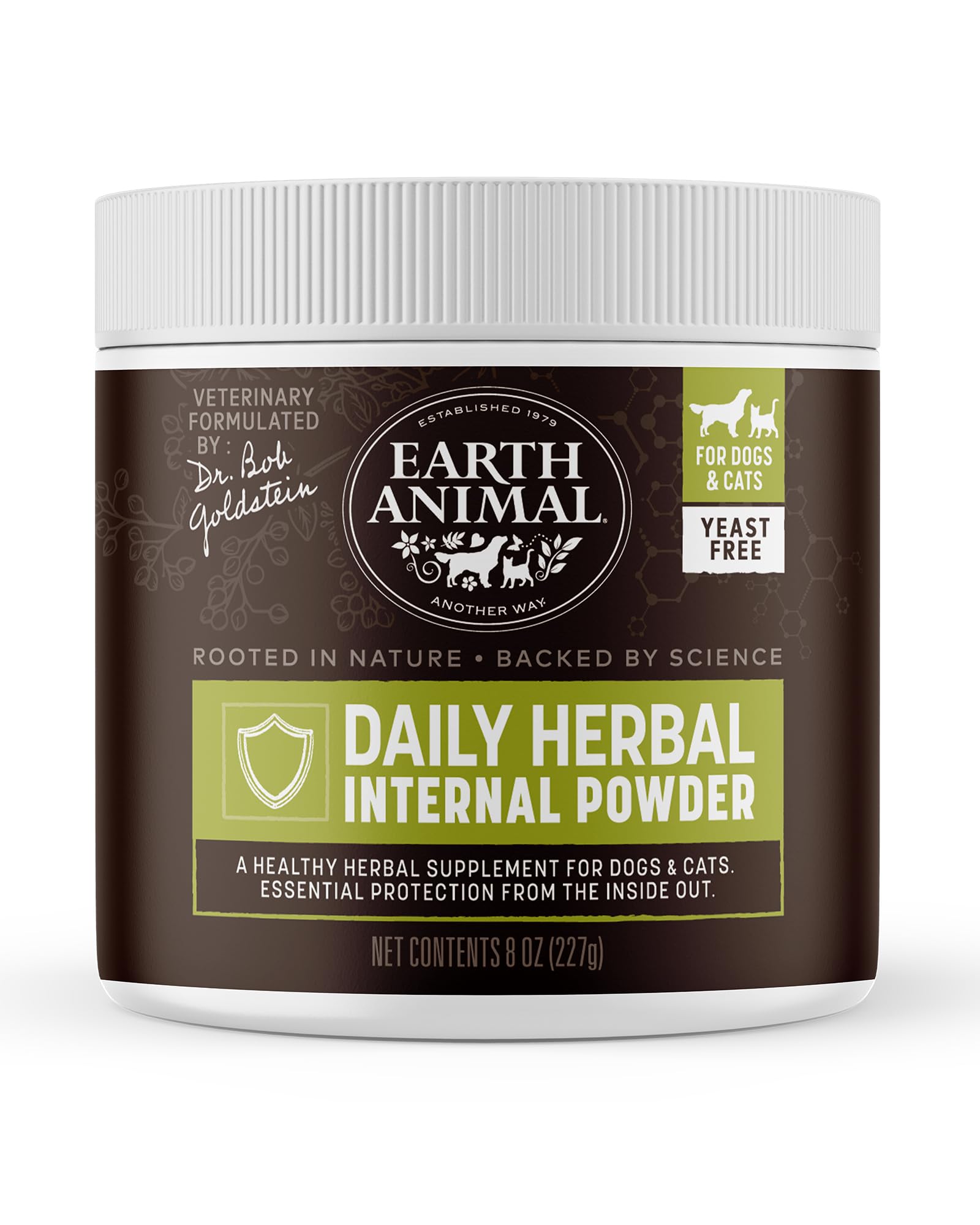 Earth Animal Apothecary poudre a base d'herbes interne pour chiens et chats soutient les defences naturelles
