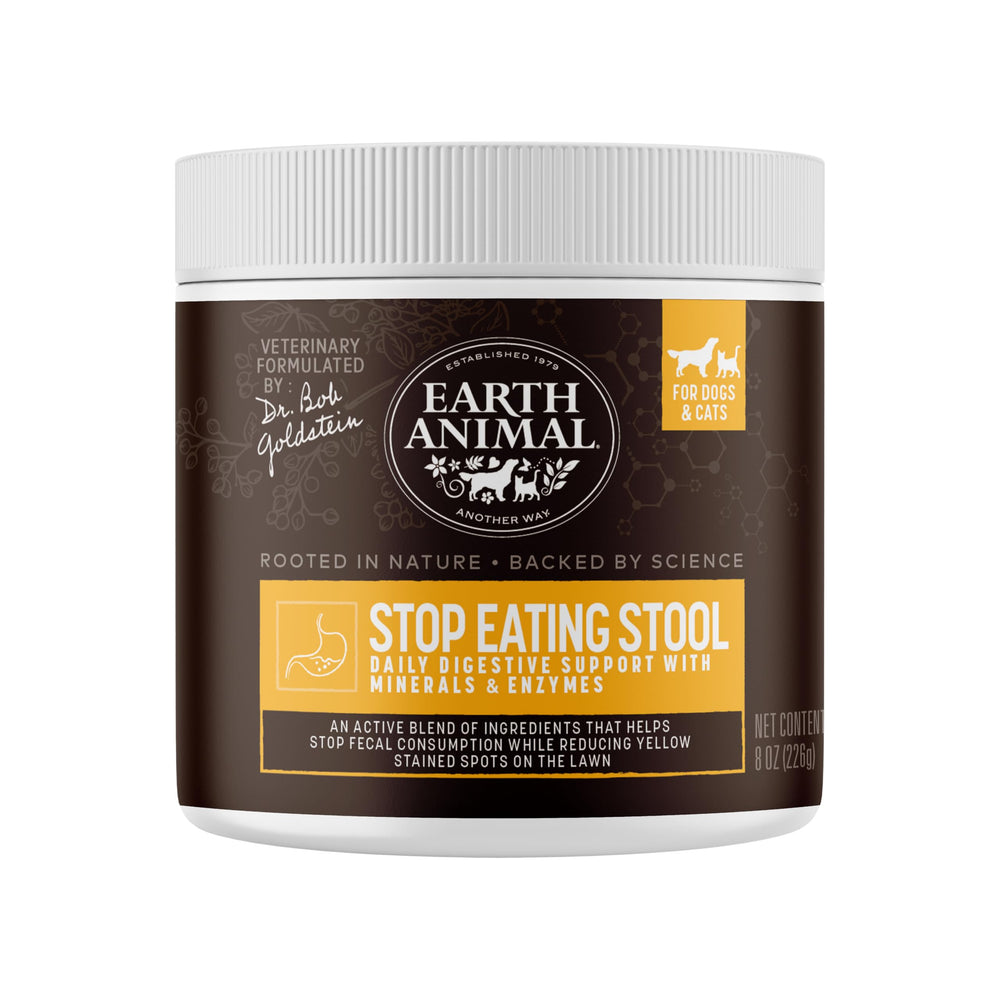 Earth Animal Apothecary Stop Stool, bouteille 8oz prête à être ajoutée au repas pour limiter les épisodes.