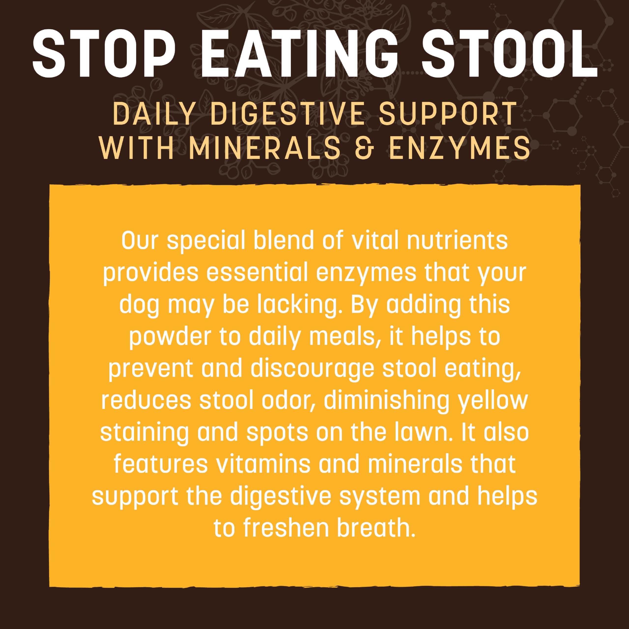 Earth Animal Apothecary Stop Stool – Utilisation simple, deux fois par jour dans la nourriture.