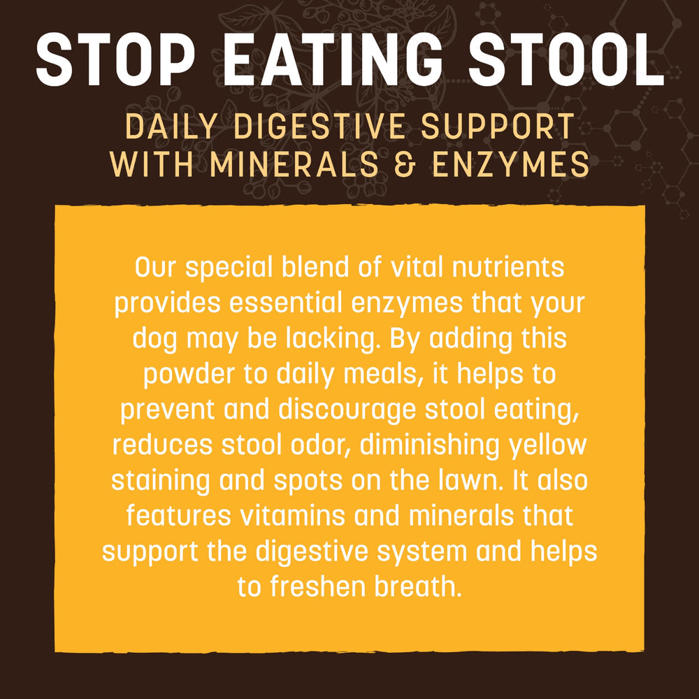 Earth Animal Apothecary Stop Stool – Utilisation simple, deux fois par jour dans la nourriture.