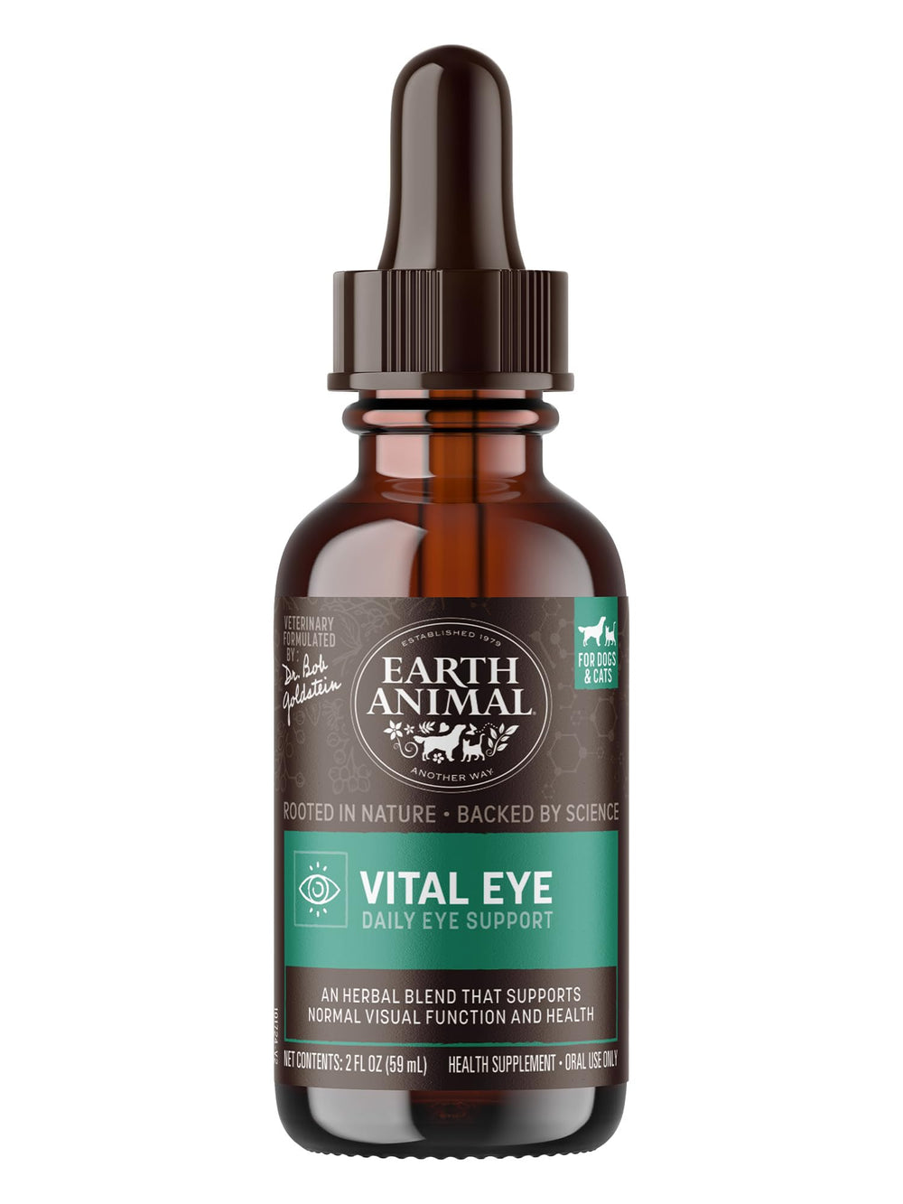 Vital Eye Earth Animal, flacon avec pipette pour administration facile.