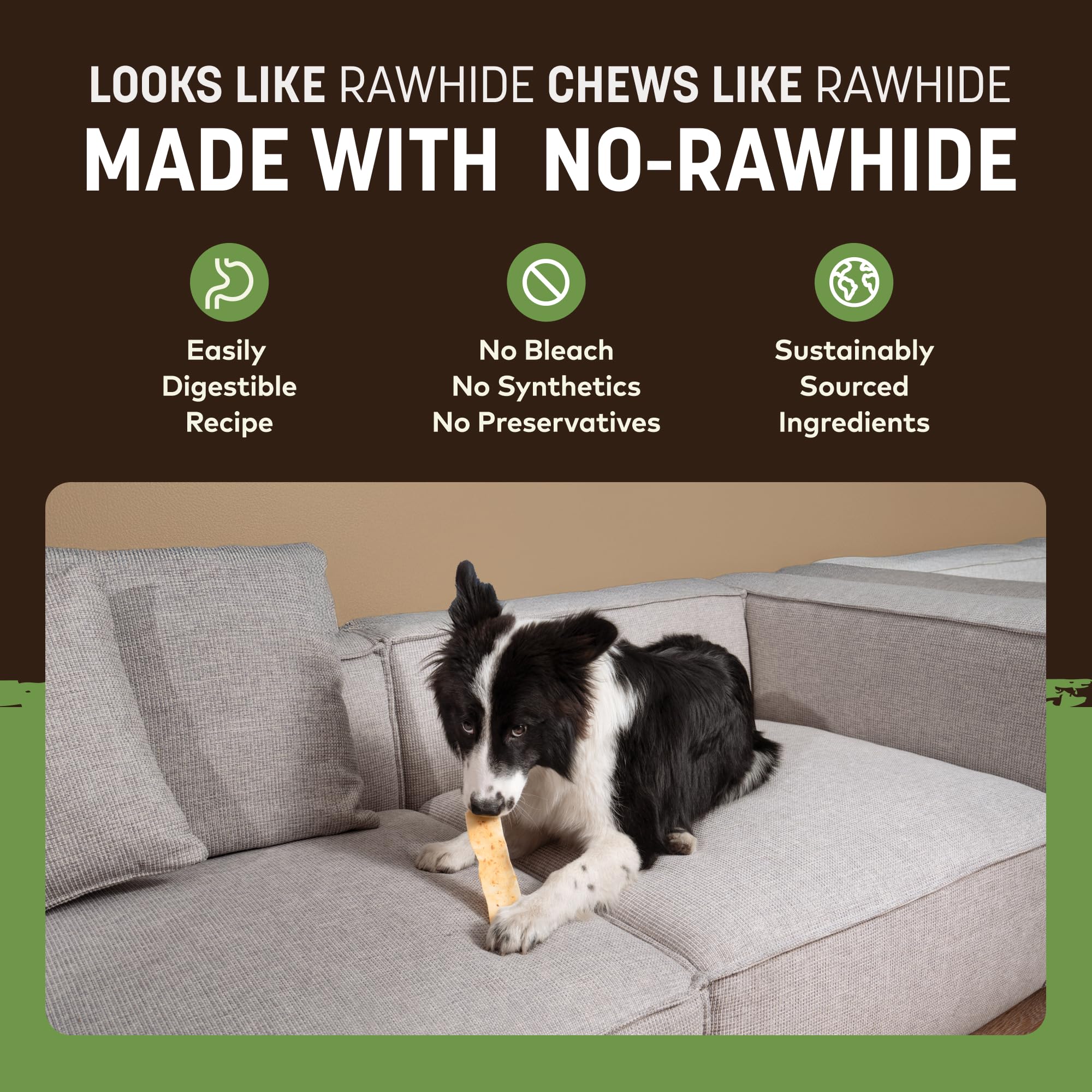 Earth Animal arôme fumé subtil, expérience gustative plaisante pour chien.