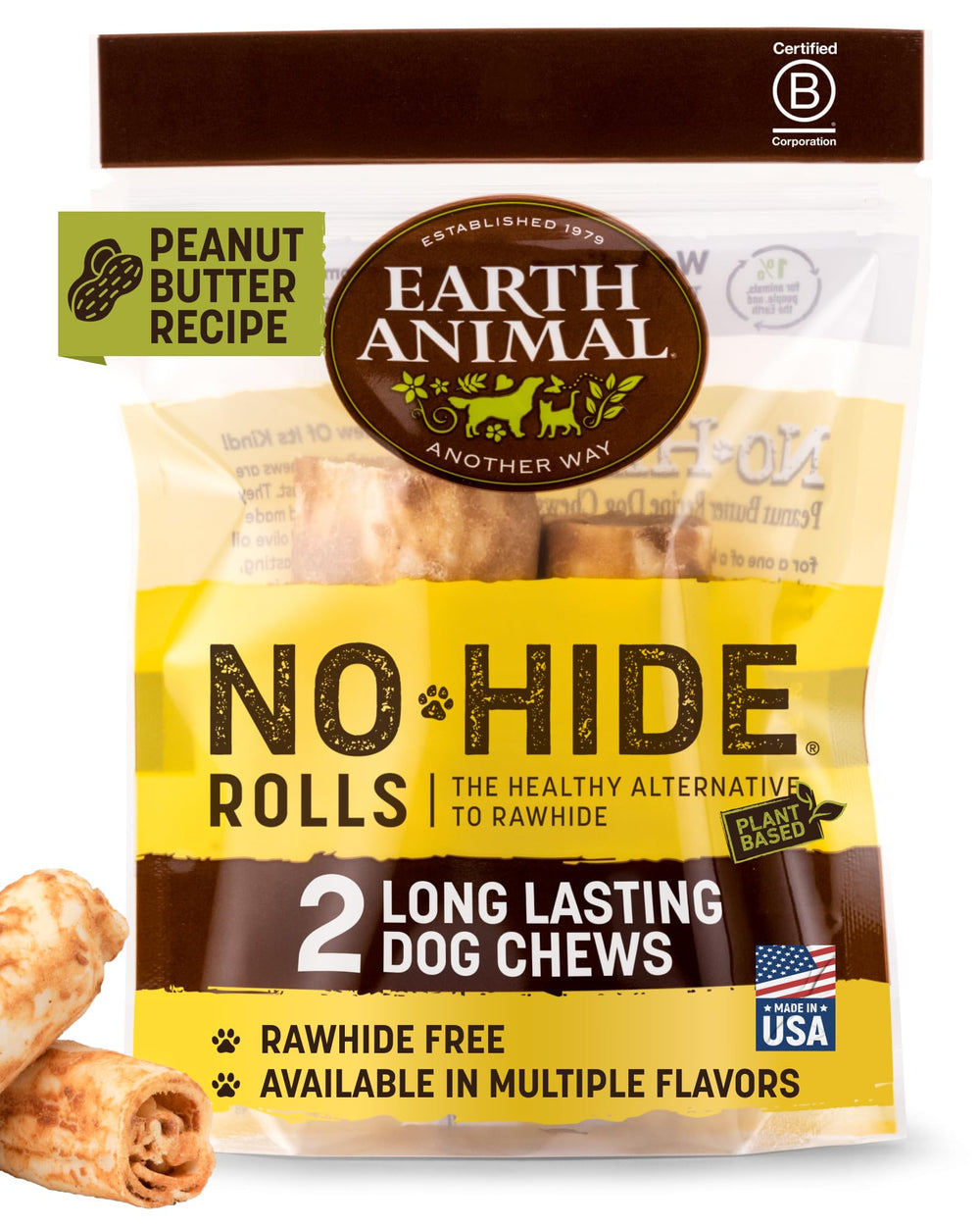 Earth Animal Friandises Sans Peau pour petits chiens, rouleaux-pack, divertissent durablement les petits chiens.