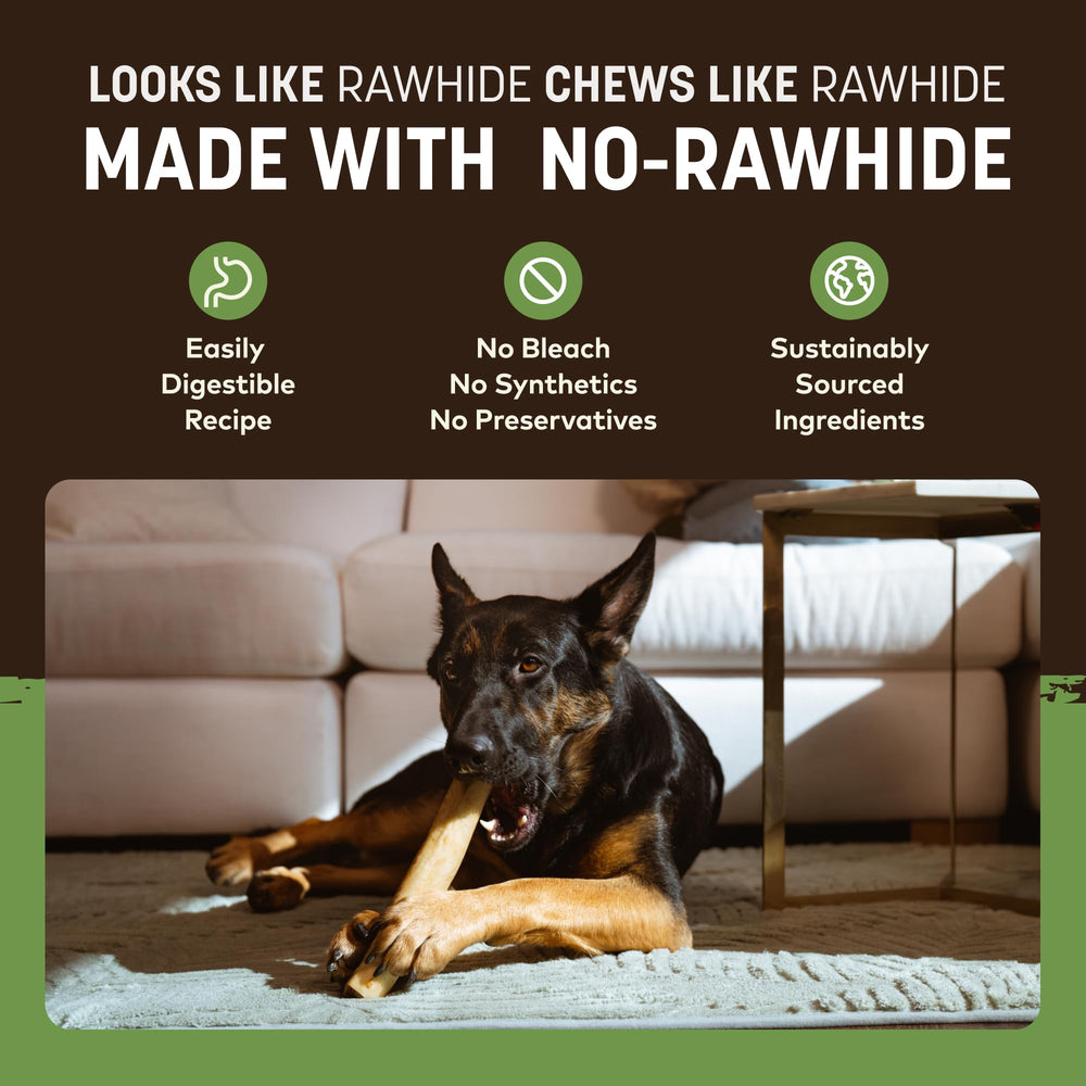 Earth Animal No Hide Chews: produit sans additifs, convient à grands chiens.