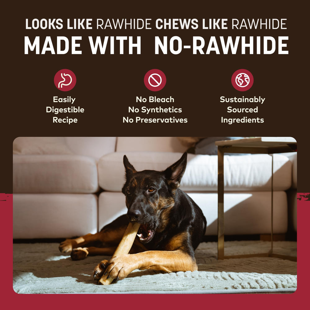 Earth Animal No Hide Chews longue durée de mastication pour gros chiens.
