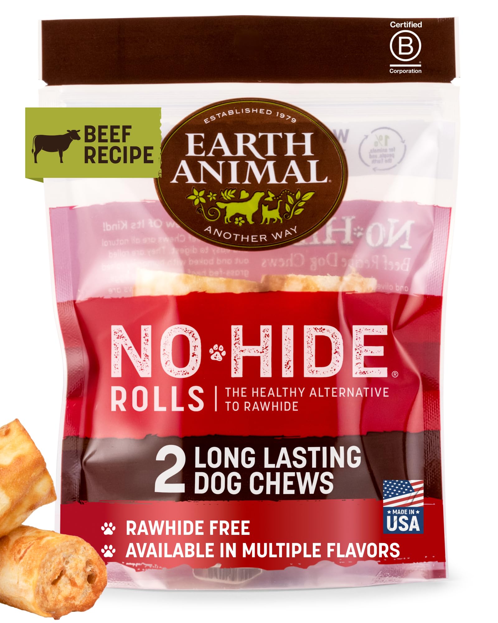 Earth Animal No Hide Chews – emballage pratique pour petits chiens