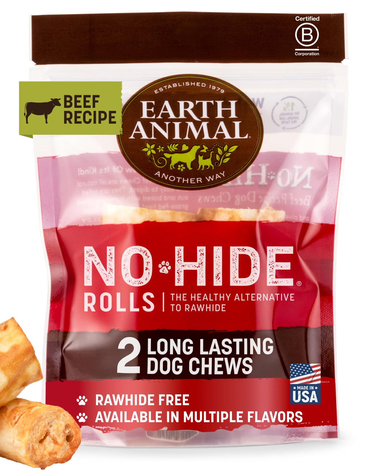 Earth Animal No Hide Chews – emballage pratique pour petits chiens