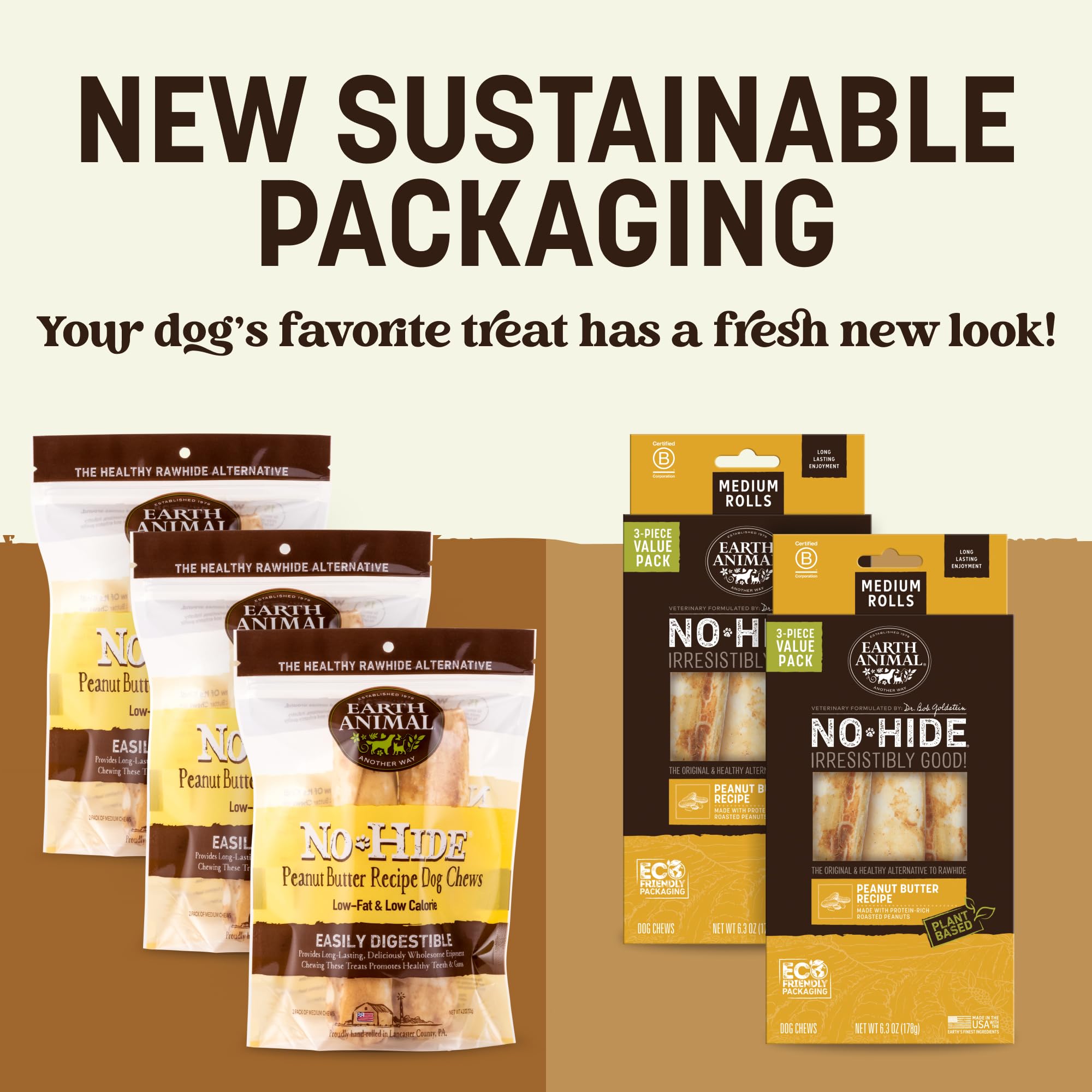 Earth Animal No Hide Chews – friandises sans peau pour chien, solution sans cuir.
