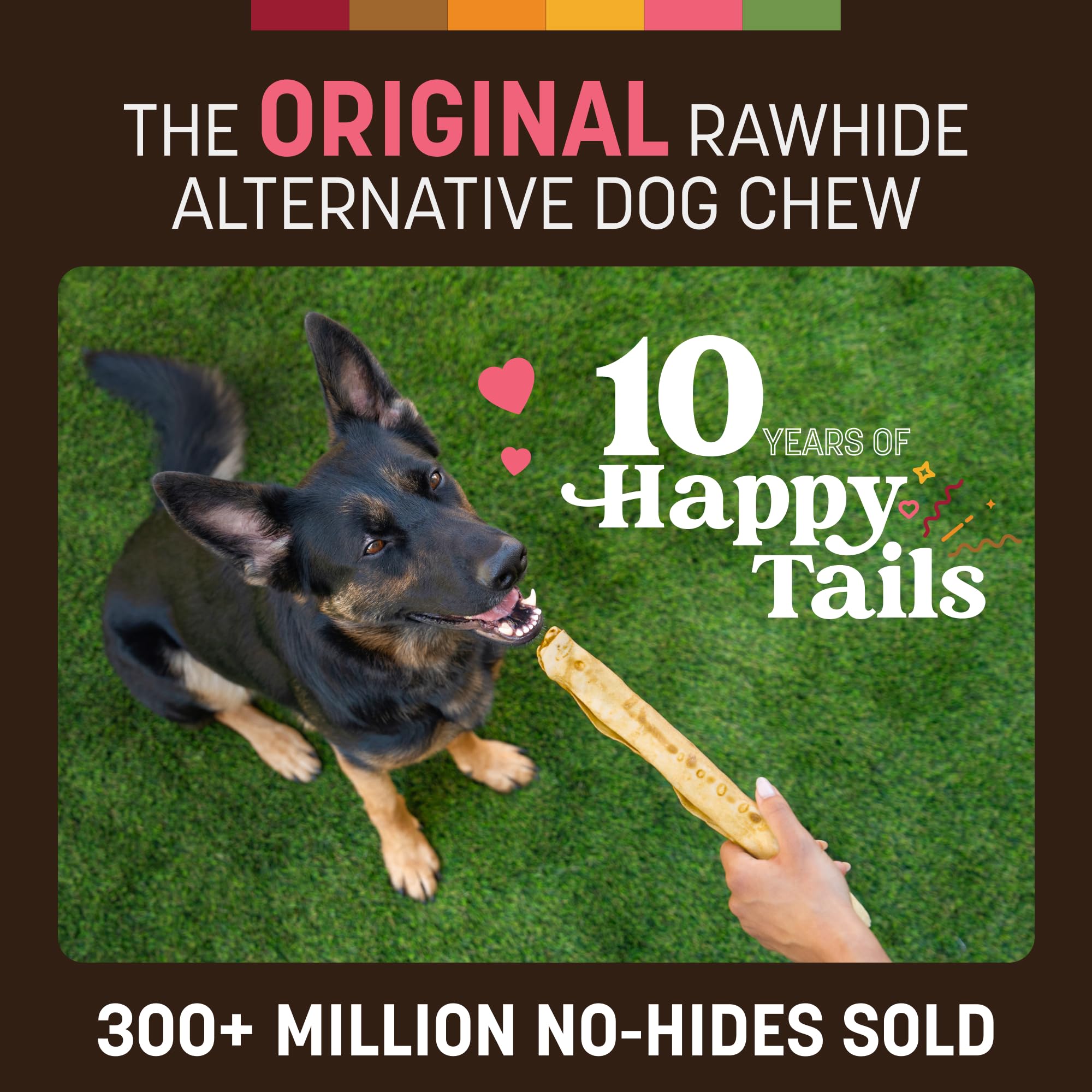 Earth Animal No Hide Chews saumon – deux rouleaux prêts à la mastication prolongée.