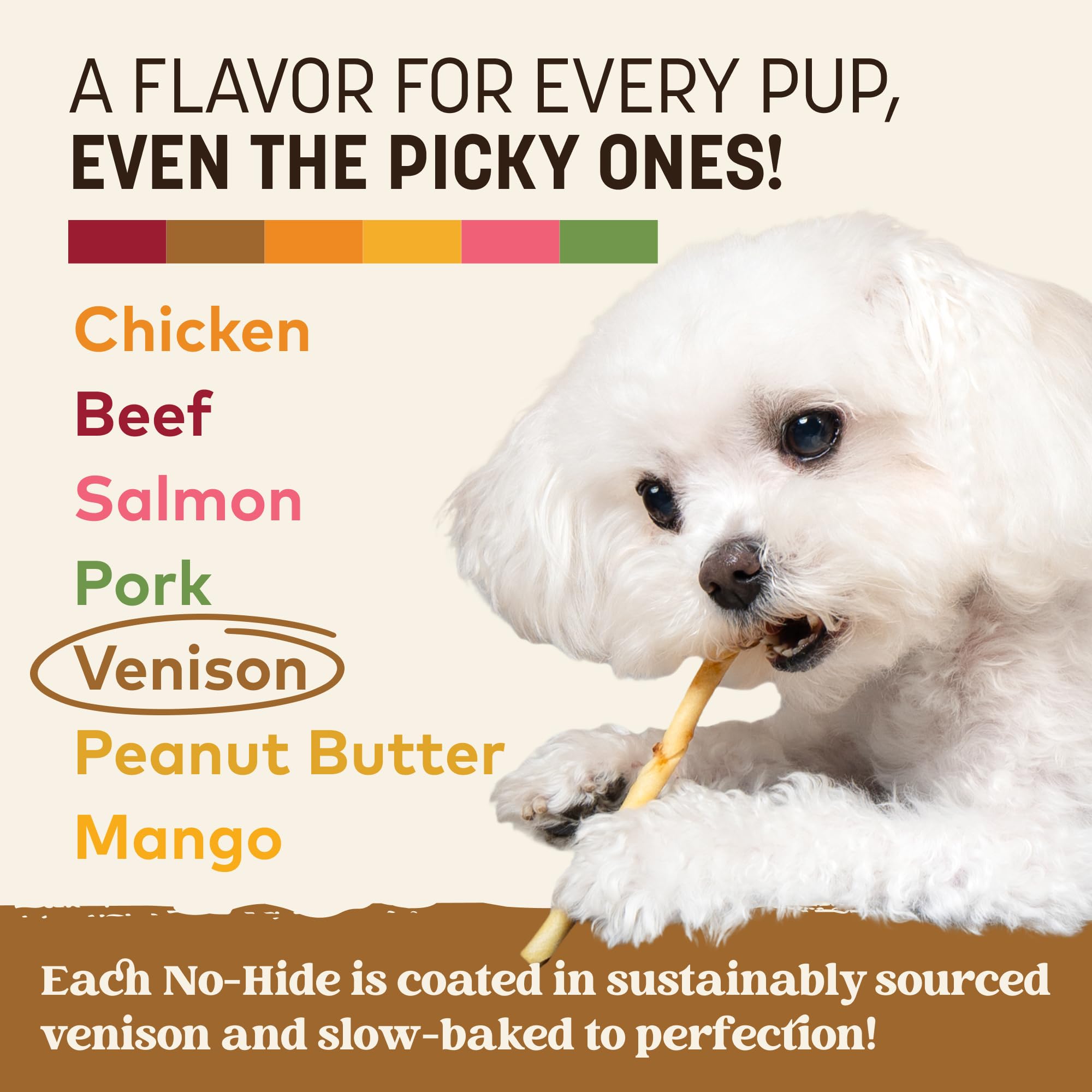Sans additifs artificiels, No Hide Stix venison.