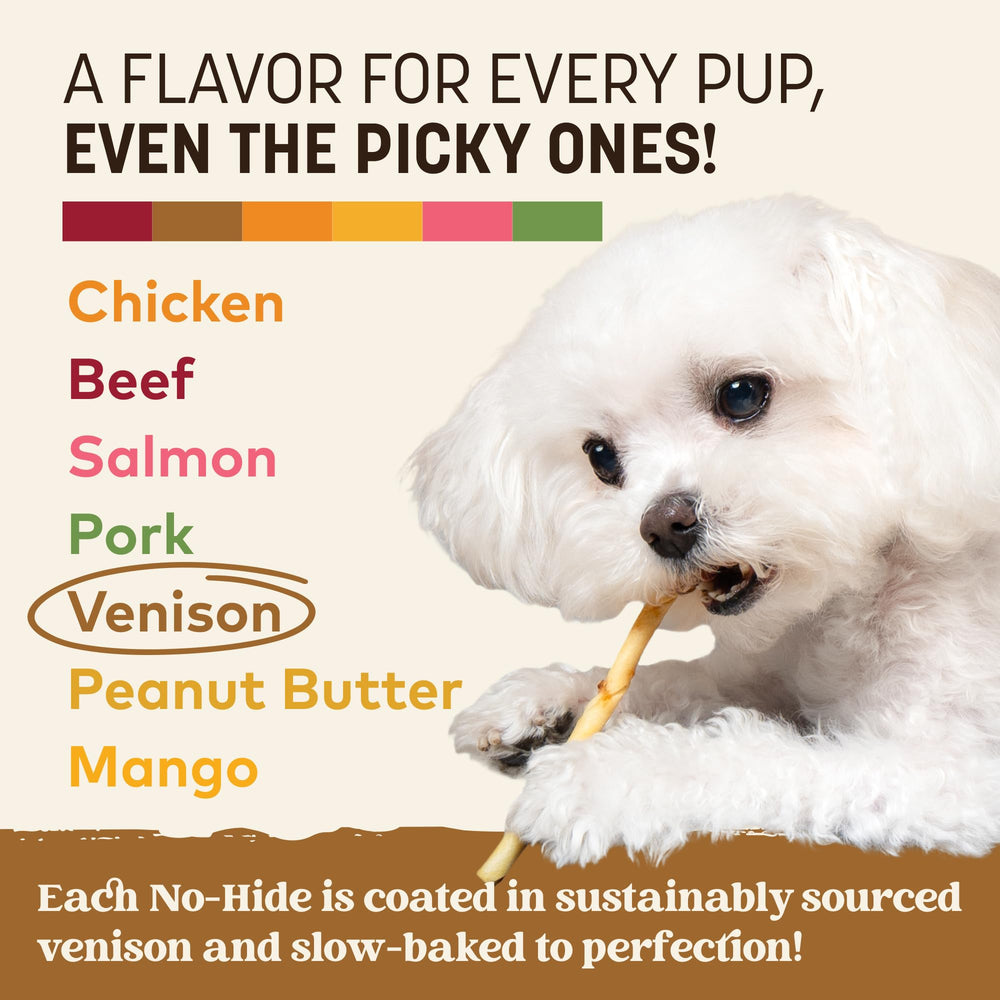 Sans additifs artificiels, No Hide Stix venison.