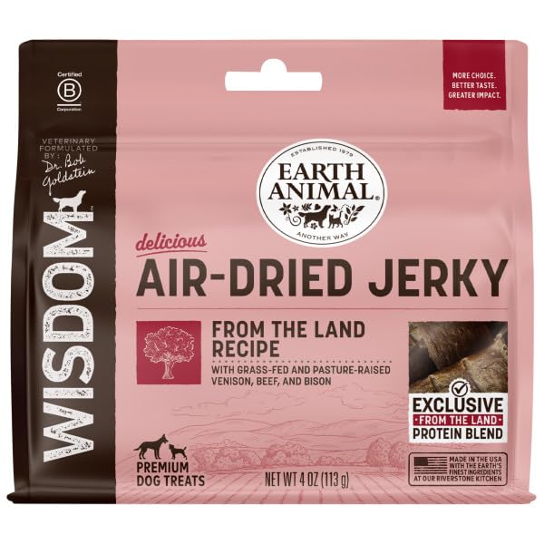 Earth Animal Wisdom jerky venaison: tranches savoureuses pour entraînement et récompense.