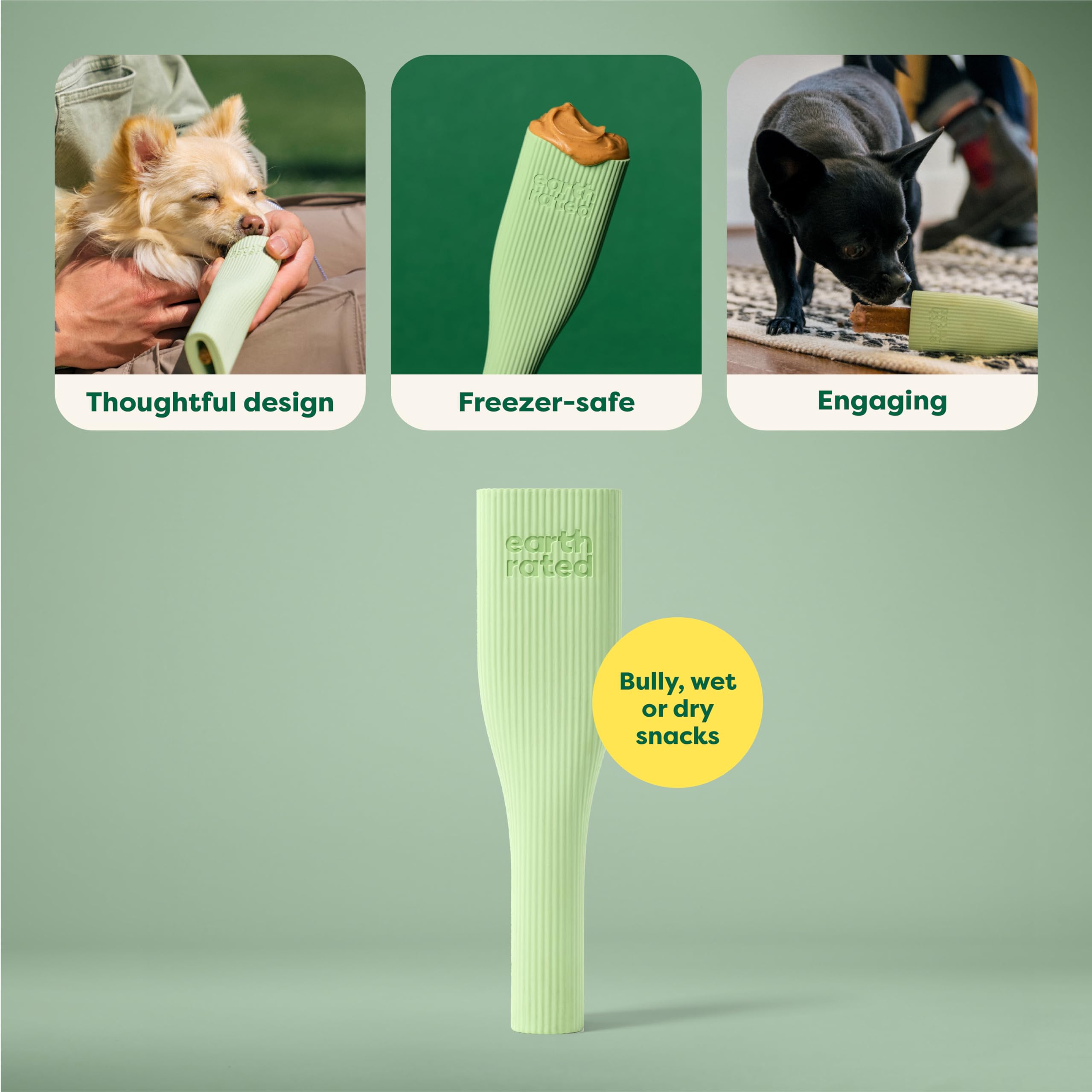 Earth Rated, jouet-enrichissement-chien-prise-ergonomique: prise facilitée et plaisir de jeu.