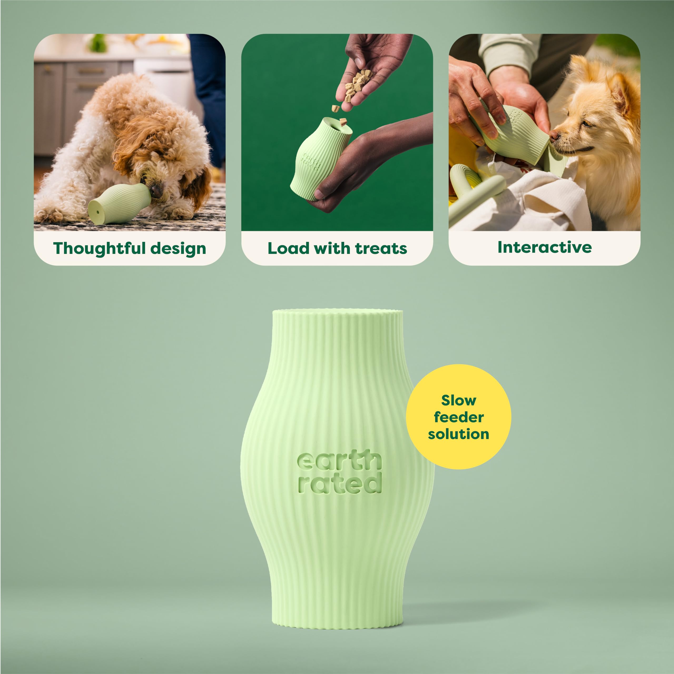 Earth Rated – Jouet d’enrichissement, stimulation mentale pour chien petit vert.