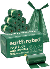 Earth Rated sacs à crottes avec anses sur rouleau compact, pratique pour promenades