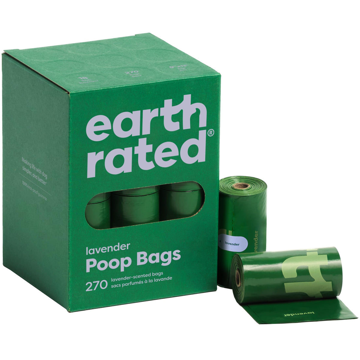 Earth Rated sacs à crottes chien lavande, 270 pièces, pratique pour les balades.