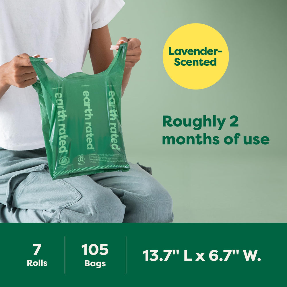 Earth Rated sacs parfum lavande pour une experience fraiche lors de la collecte.