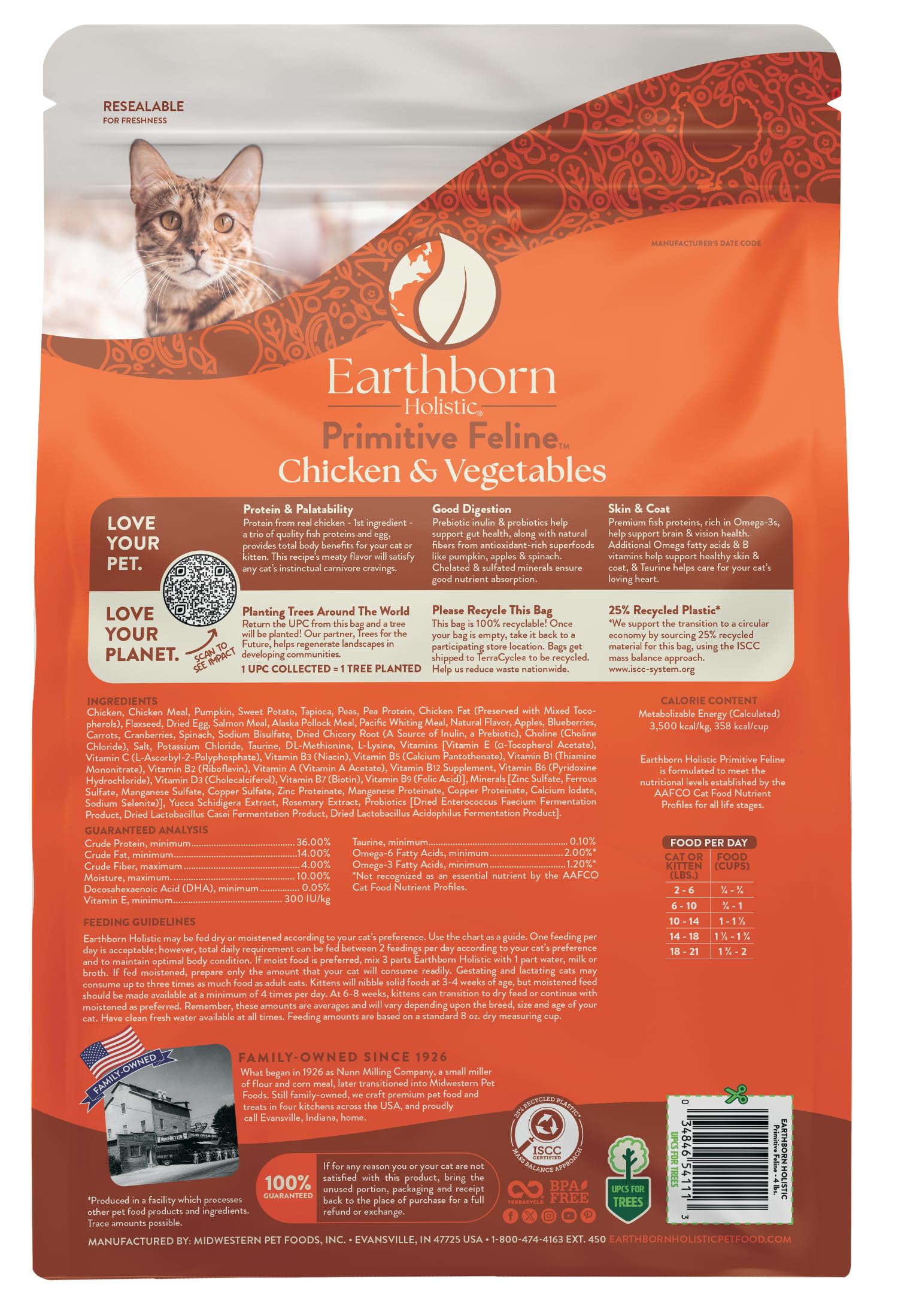 Earthborn Holistic Primitive Feline – oméga 6 et oméga 3 pour peau et poil