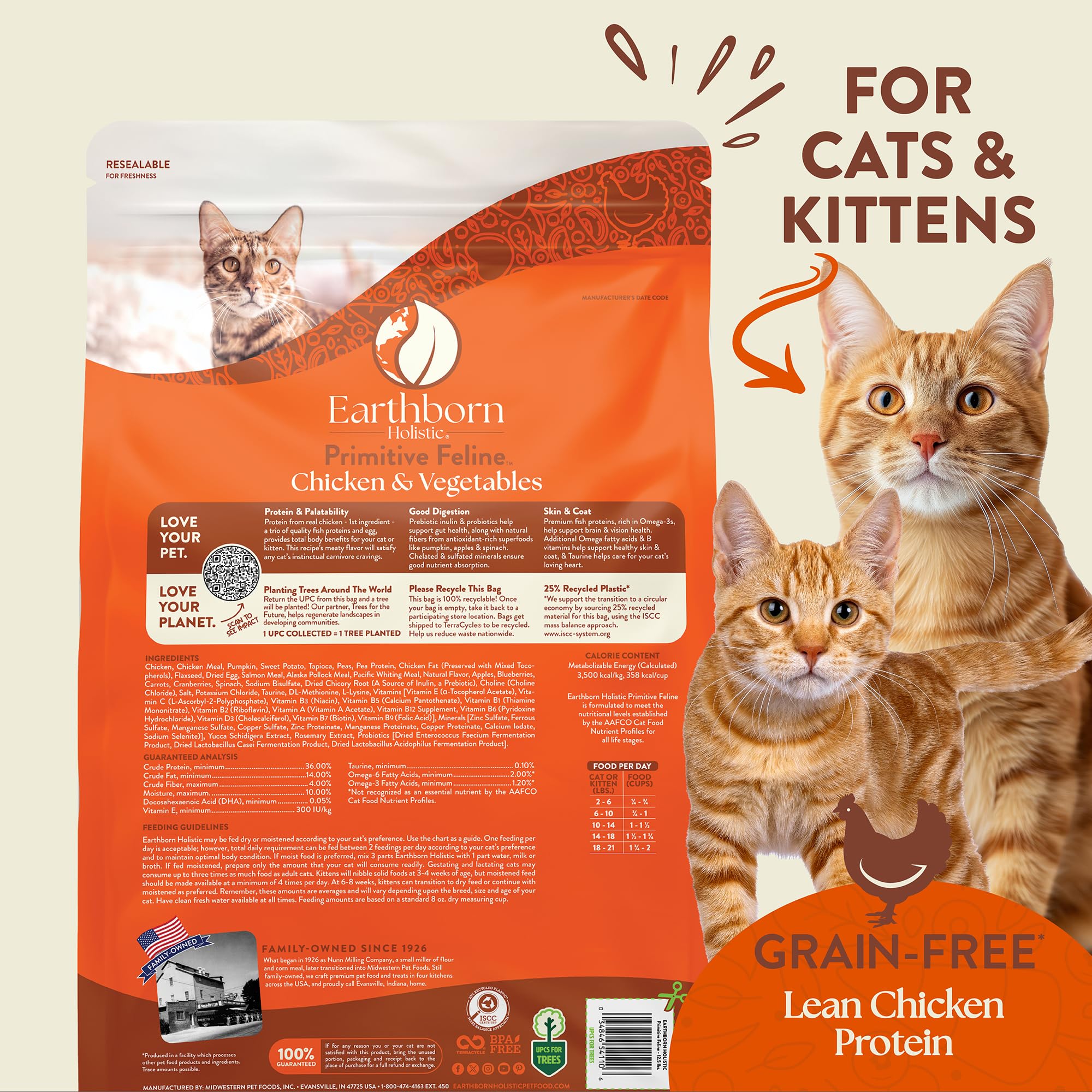 Earthborn Holistic Primitive Feline, sans cereales et sans gluten.