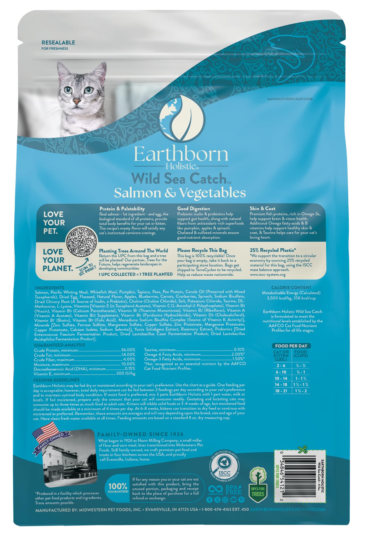 Earthborn Holistic Wild Sea Catch croquettes, legumes et fruits pour immunite et pelage sain.