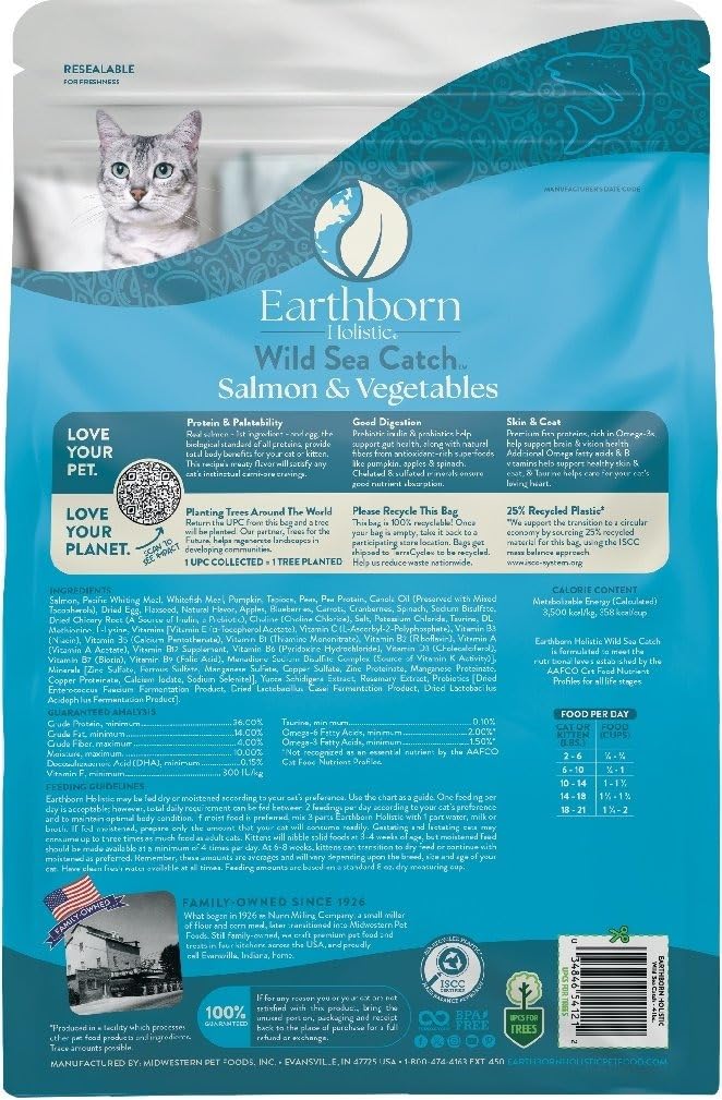Earthborn Holistic Wild Sea Catch: mélange poissons et oméga-3 pour cerveau et vision.