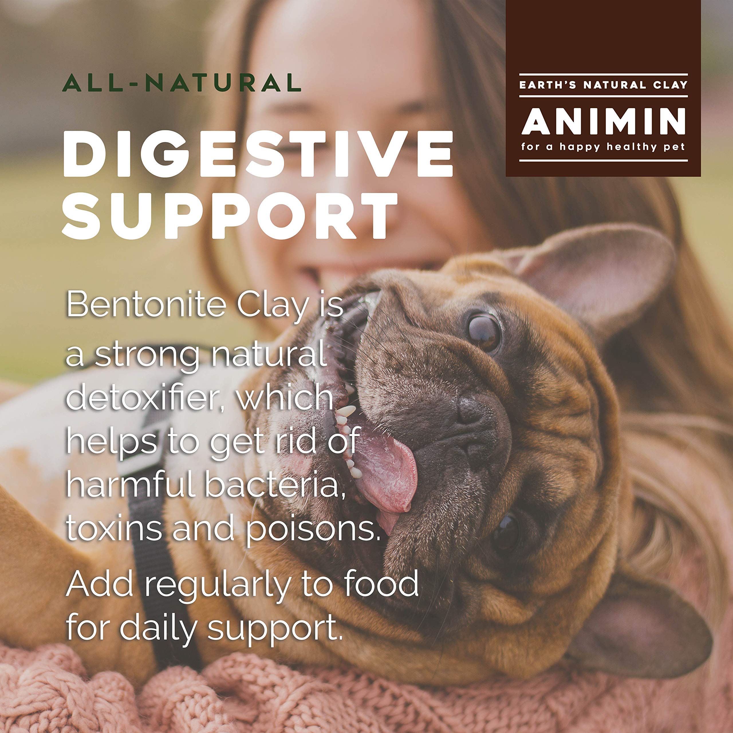 Earth's Living Animin Calcium Bentonite, mesure-cuillère, dose précise pour soutien digestif.