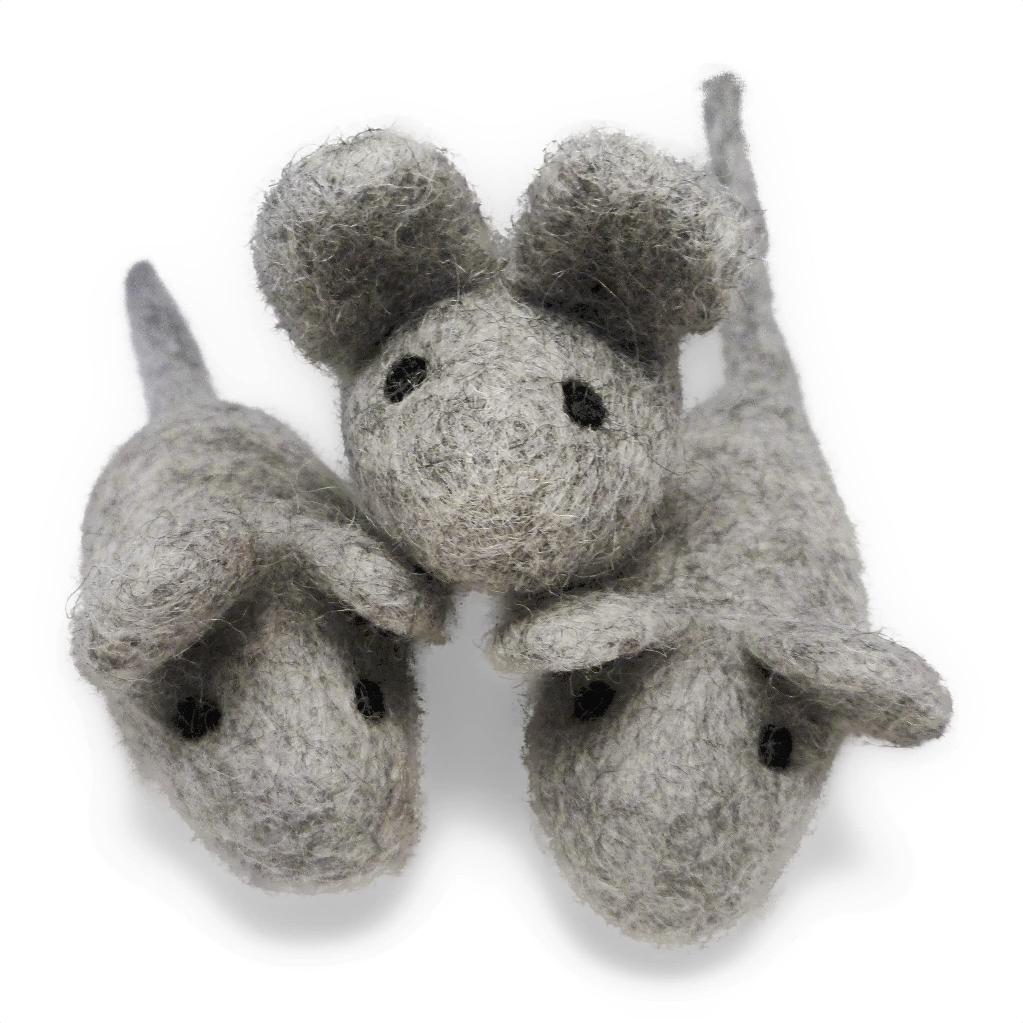 Earthtone Solutions – trois souris en laine feutrée pour chat, ensemble, divertissement sûr