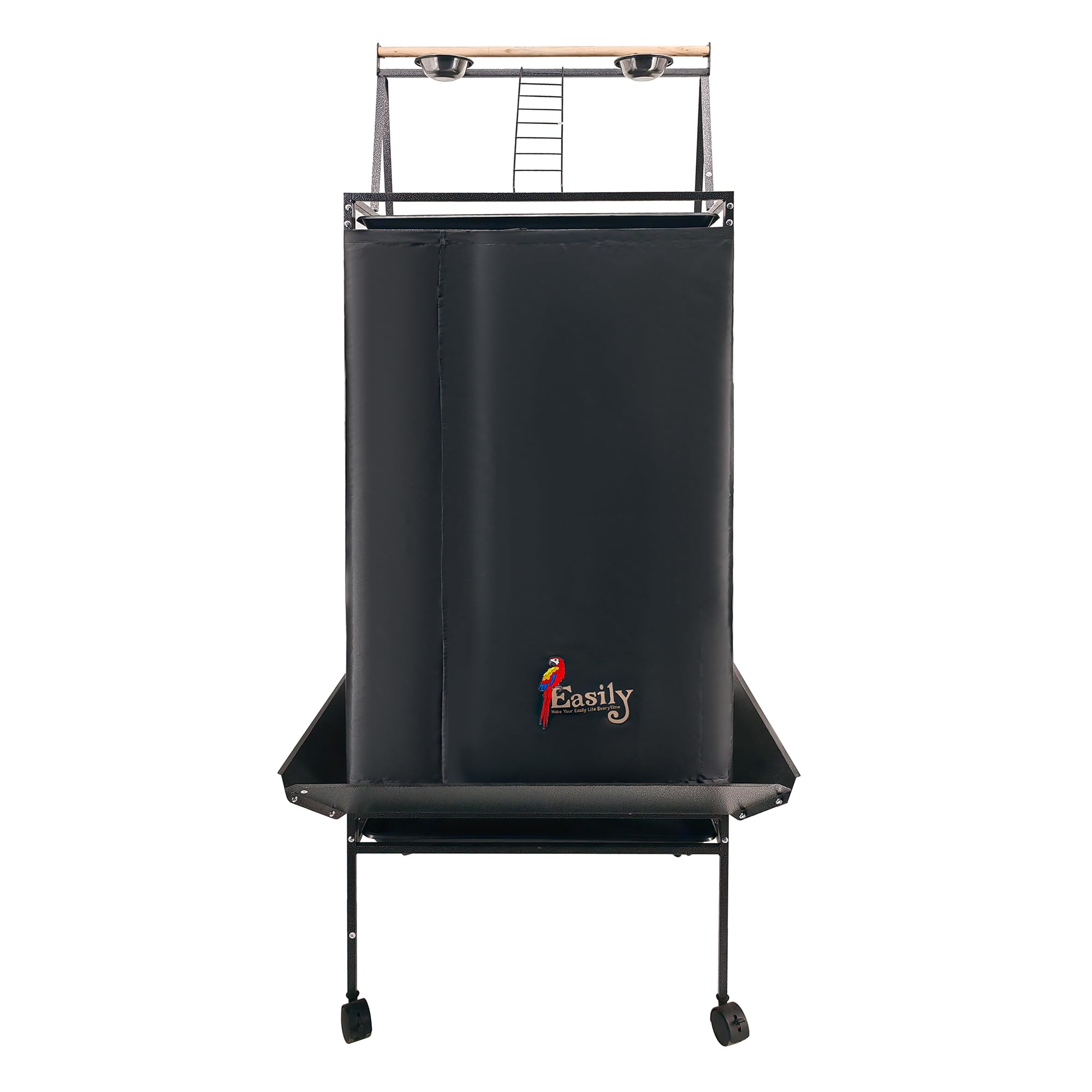 Couvre-cage Easily noir avec toit de jeu protège du soleil et des débris