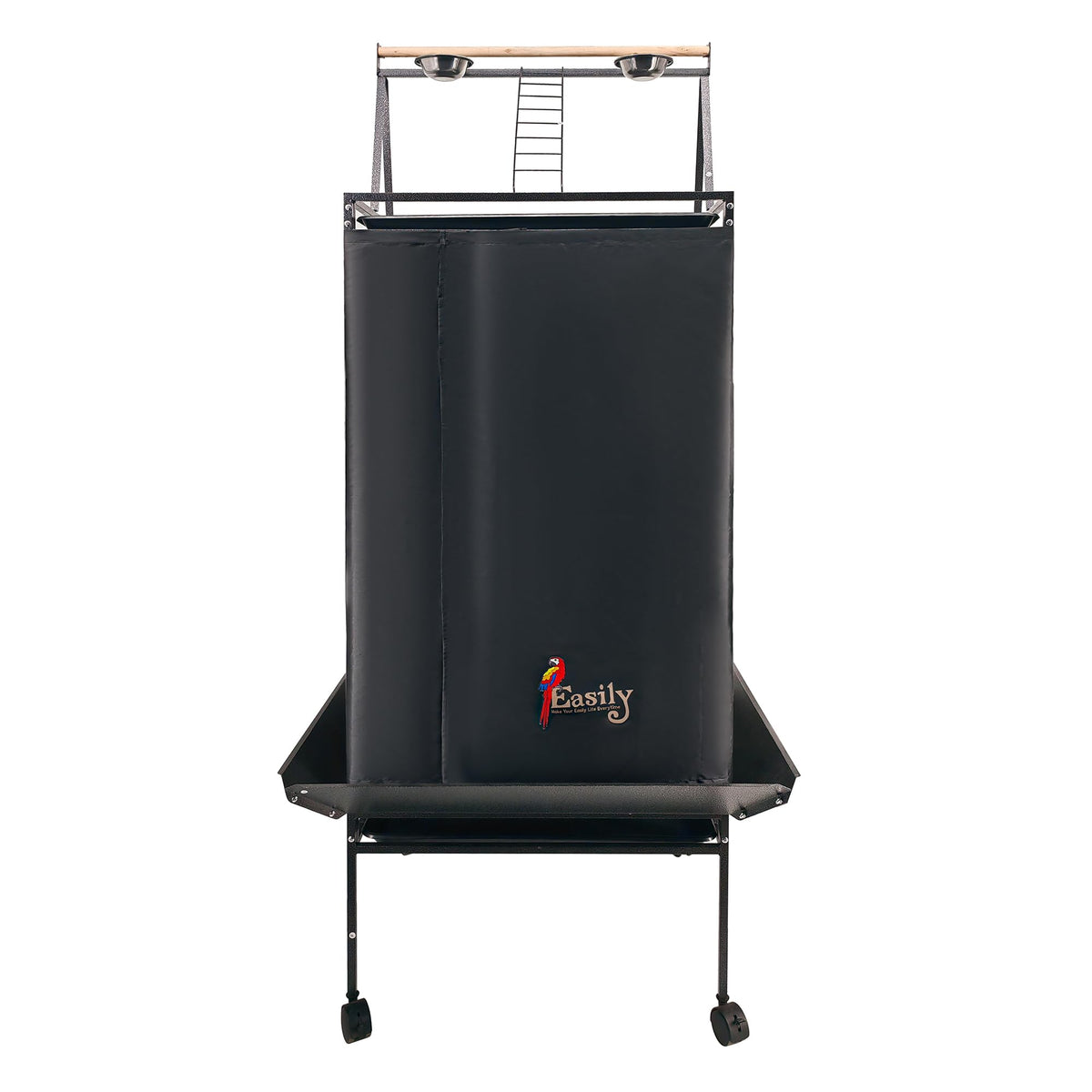 Couvre-cage Easily noir avec toit de jeu protège du soleil et des débris