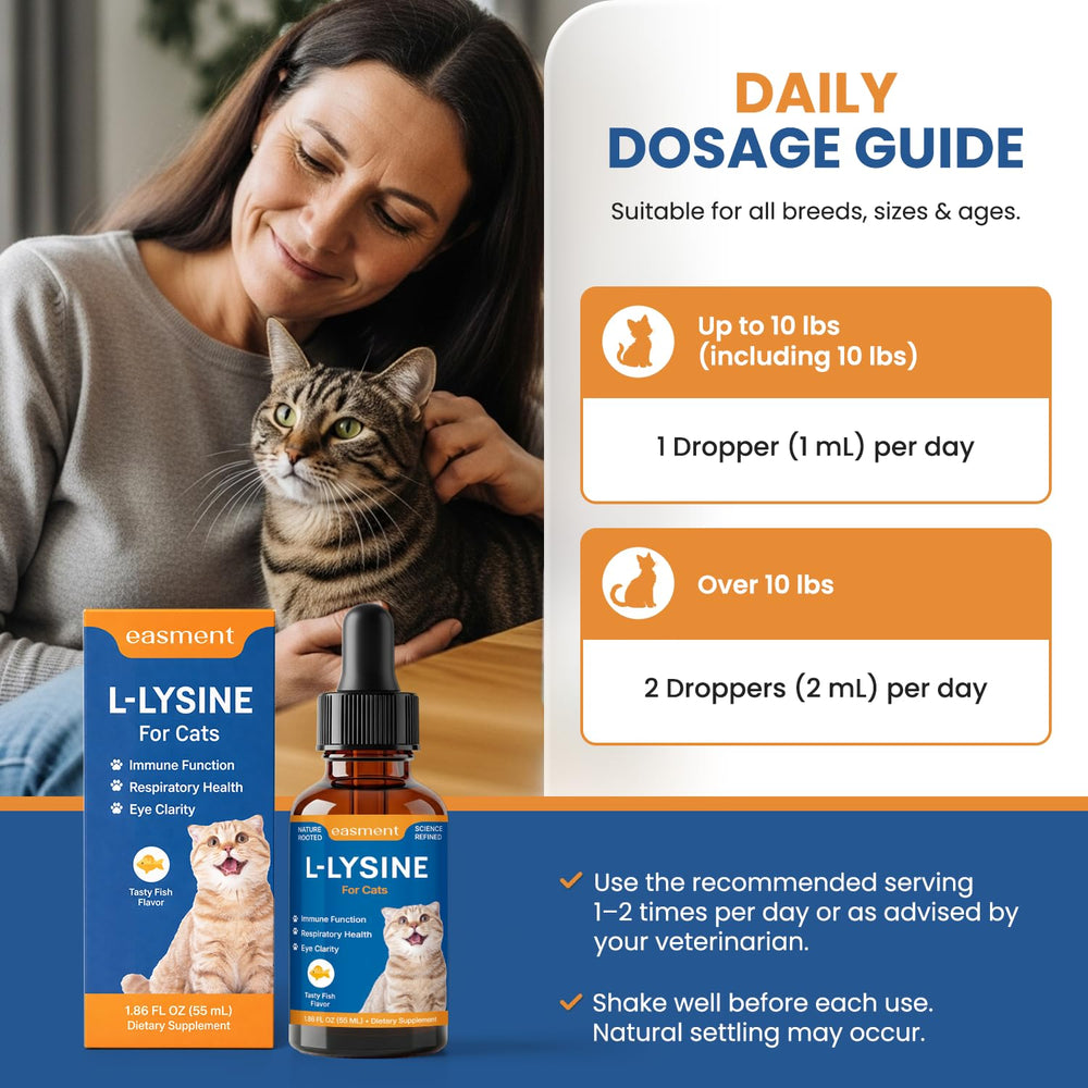 Gouttes ajoutées à une nourriture humide avec Easment L-Lysine.