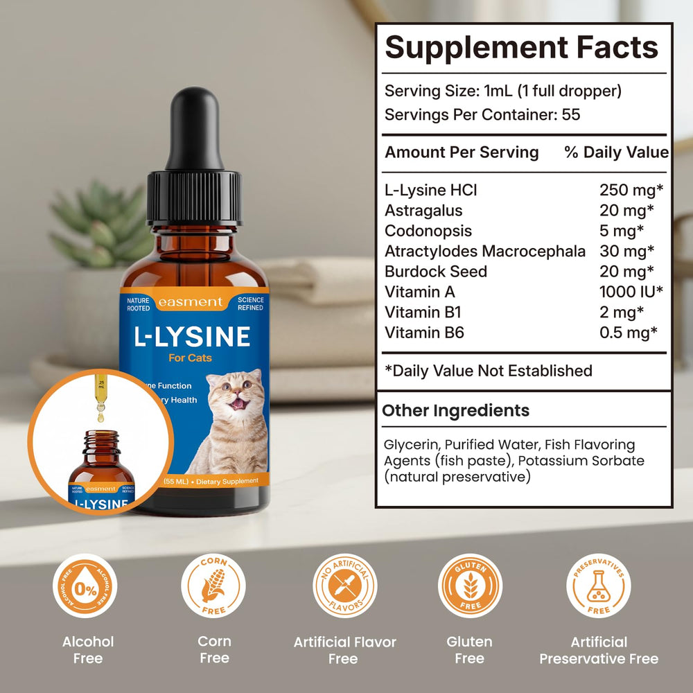 Mélange botanique dans Easment L-Lysine pour chats – ingrédients naturels.