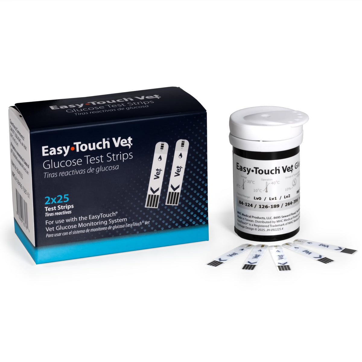Boîte Easy Touch Pet Glucose Strips 50 bandelettes prête à l’emploi