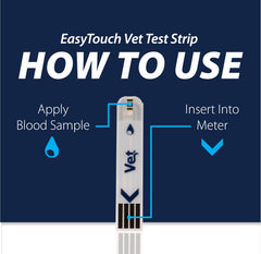 Goutte de sang sur bandelette Easy Touch Pet Glucose Strips – prélèvement minimal