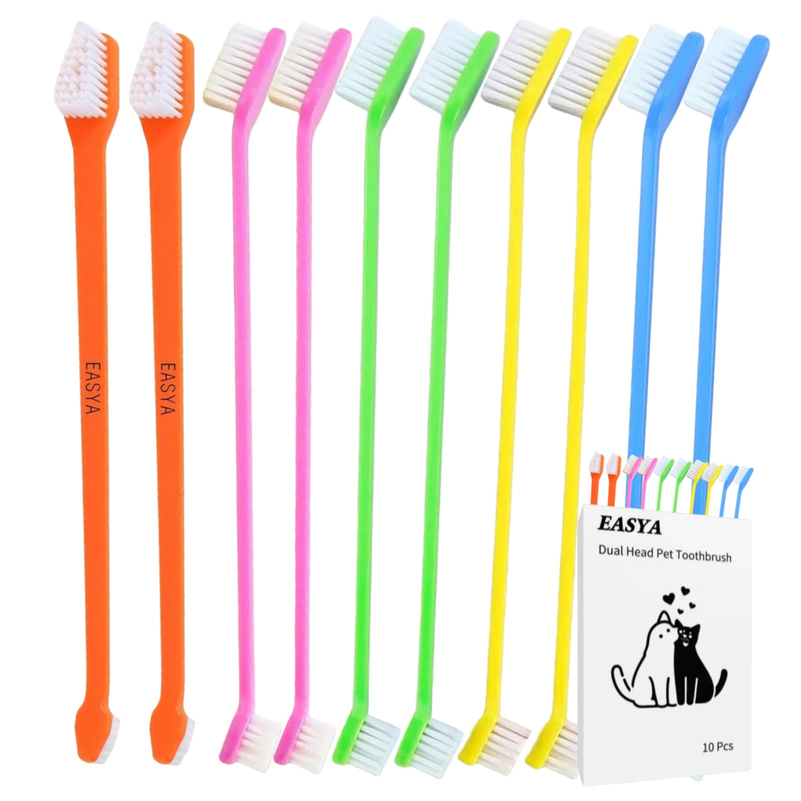 Brosse Easya double-tête pour chiots et petits chiens, nettoyage ciblé.
