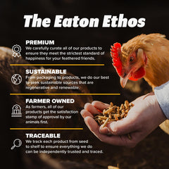 Eaton Pet and Pasture : gros plan sur les larves noires séchées, source riche en protéines.
