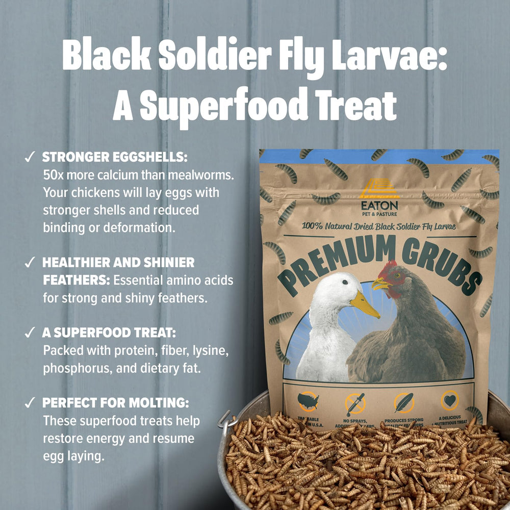 Eaton Pet and Pasture Grubs pour canards et oiseaux sauvages, nourrissant en douceur.