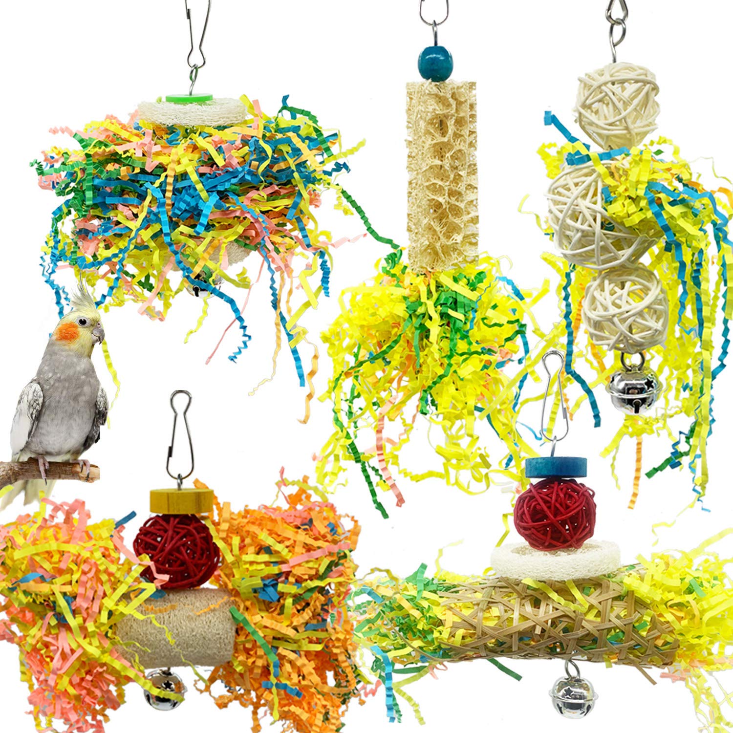 EBaokuup perroquet jouet dechirure rotin eponges vegetales, stimulation tactile et sécurité
